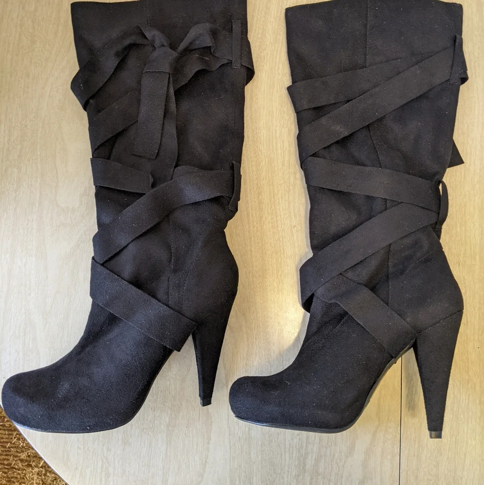 Spring Gift Faux Suede Wrap Tie Boots 8 - Picture 6 of 9